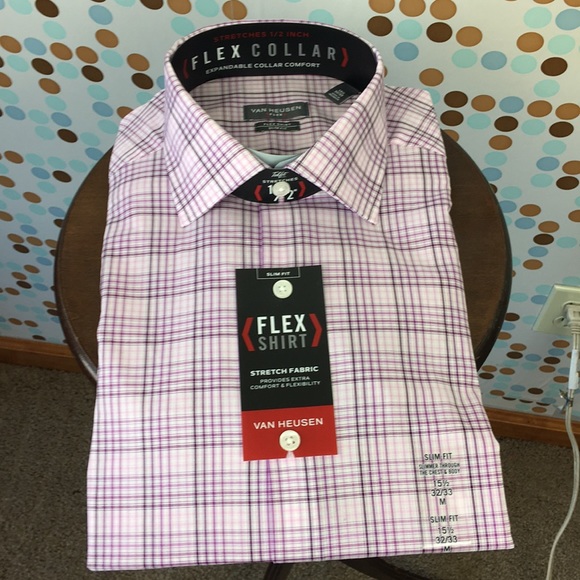 Van Heusen Other - Van Heusen Flex Slim Fit Plum/Pink/Blue 151/2